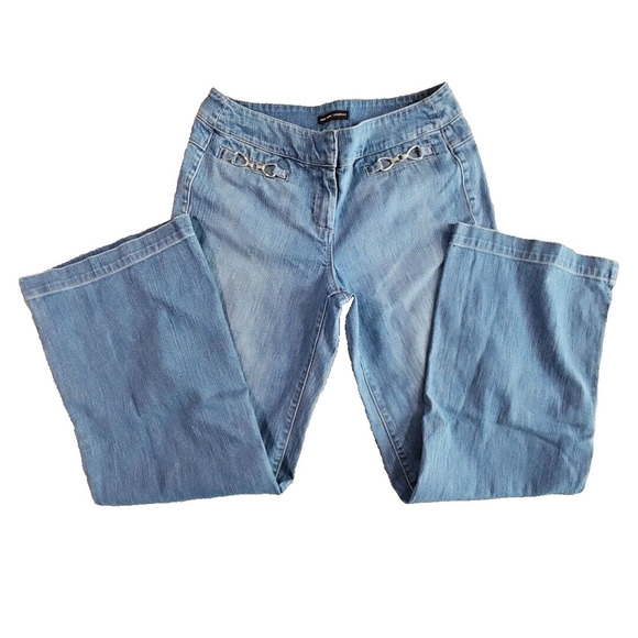 New York & Company Jeans Women's Denim 12 (32x31) Light Blue Wide Leg 11in Wide - Picture 4 of 16